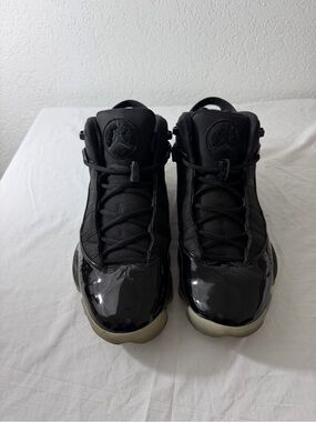 AIR JORDAN 6 RINGS 3 Black Patent Leather High-Top Sneakers with Icy Sole